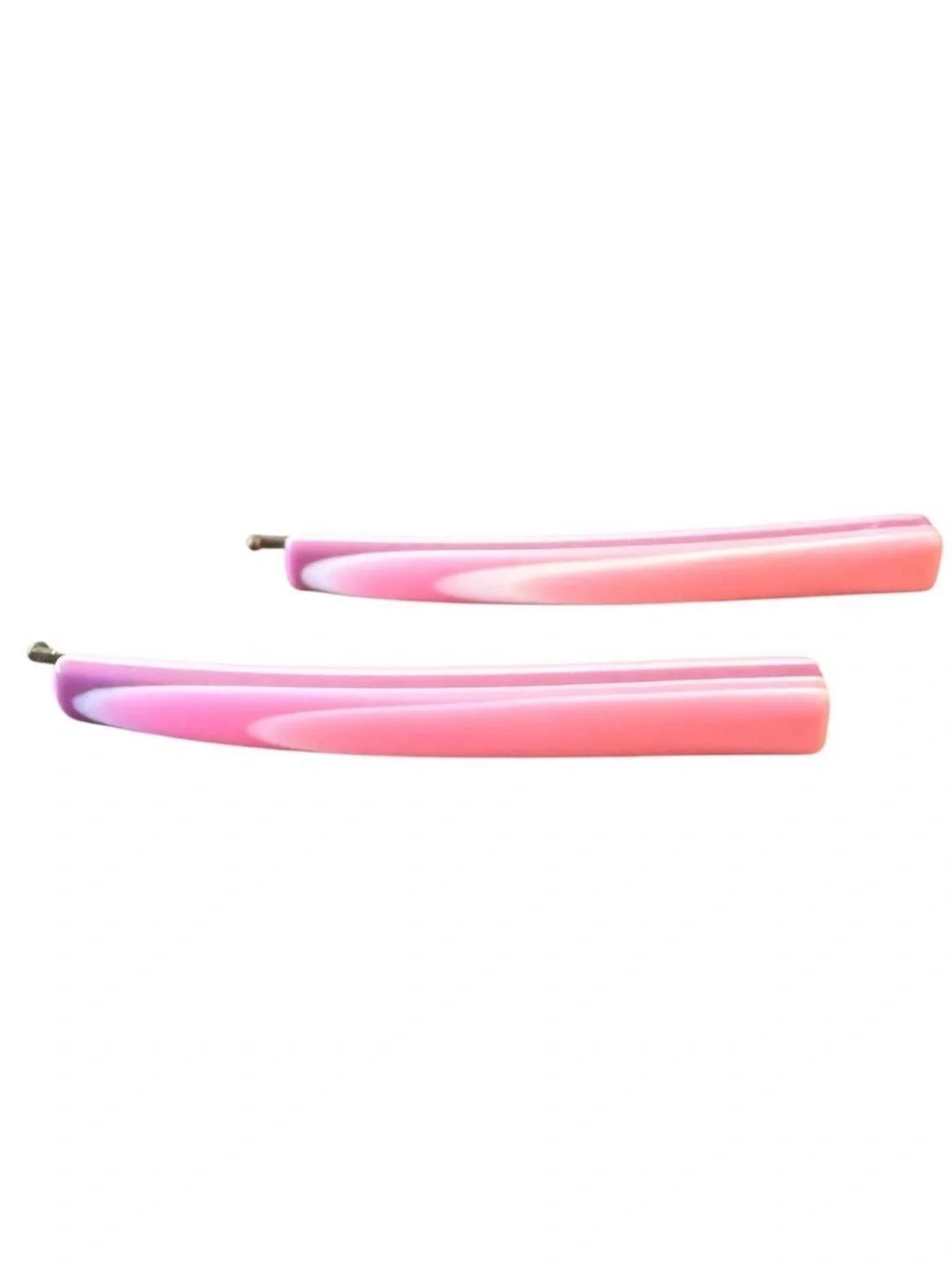 1970’s Vintage Pink & White Thick Plastic Bobby Pins, Retro Design